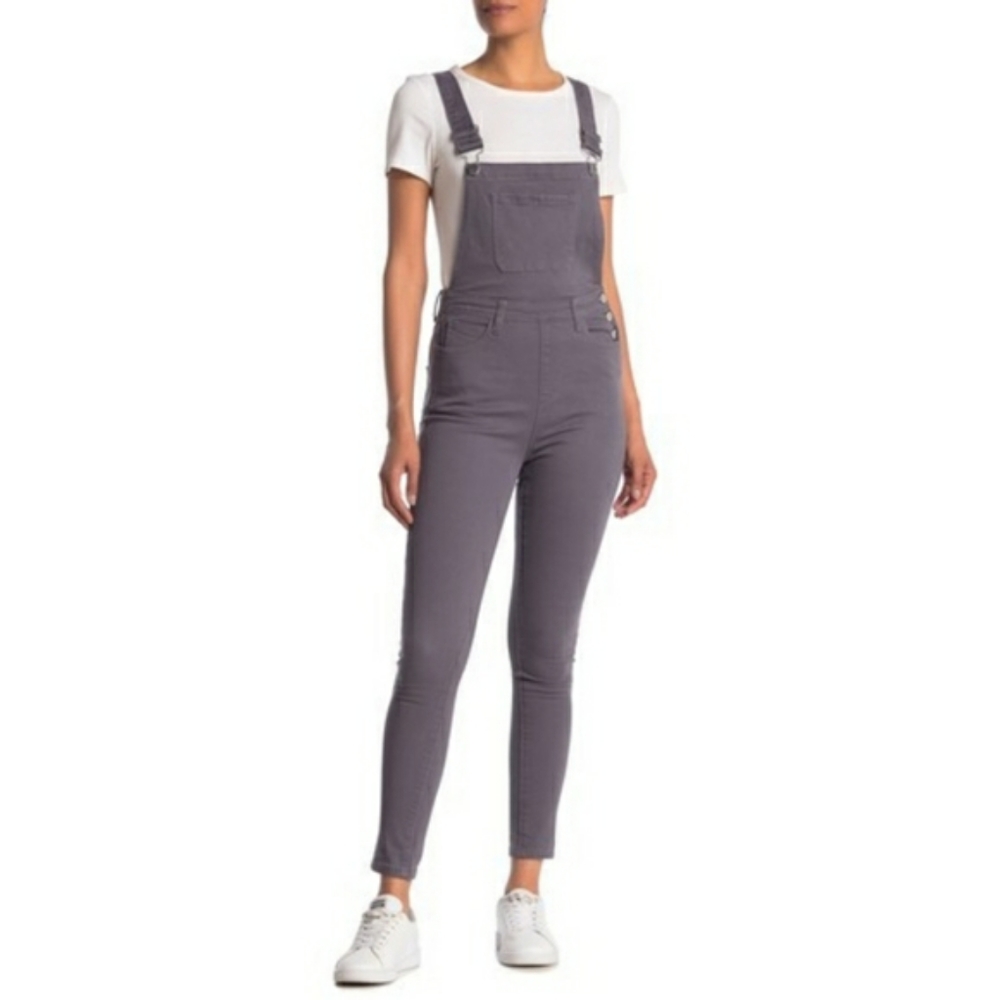 NWT We Wore What Grey High Rise Slim Overalls